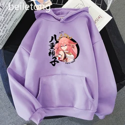 Kawaii Yae Miko Genshin Impact Anime Hoodie Aesthetic Harajuku Hoody Women Cartoon Graphic Tops Pullover Sweatshirts Streetwear