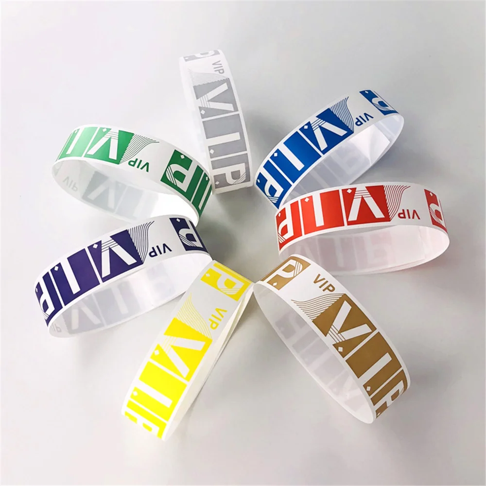Waterproof Paper Wristbands 300-1000pcs Party Paper Bracelet Synthetic Paper Plastic Dupont Wristbands Sticky Wristband Print Pattern Party Wristbands