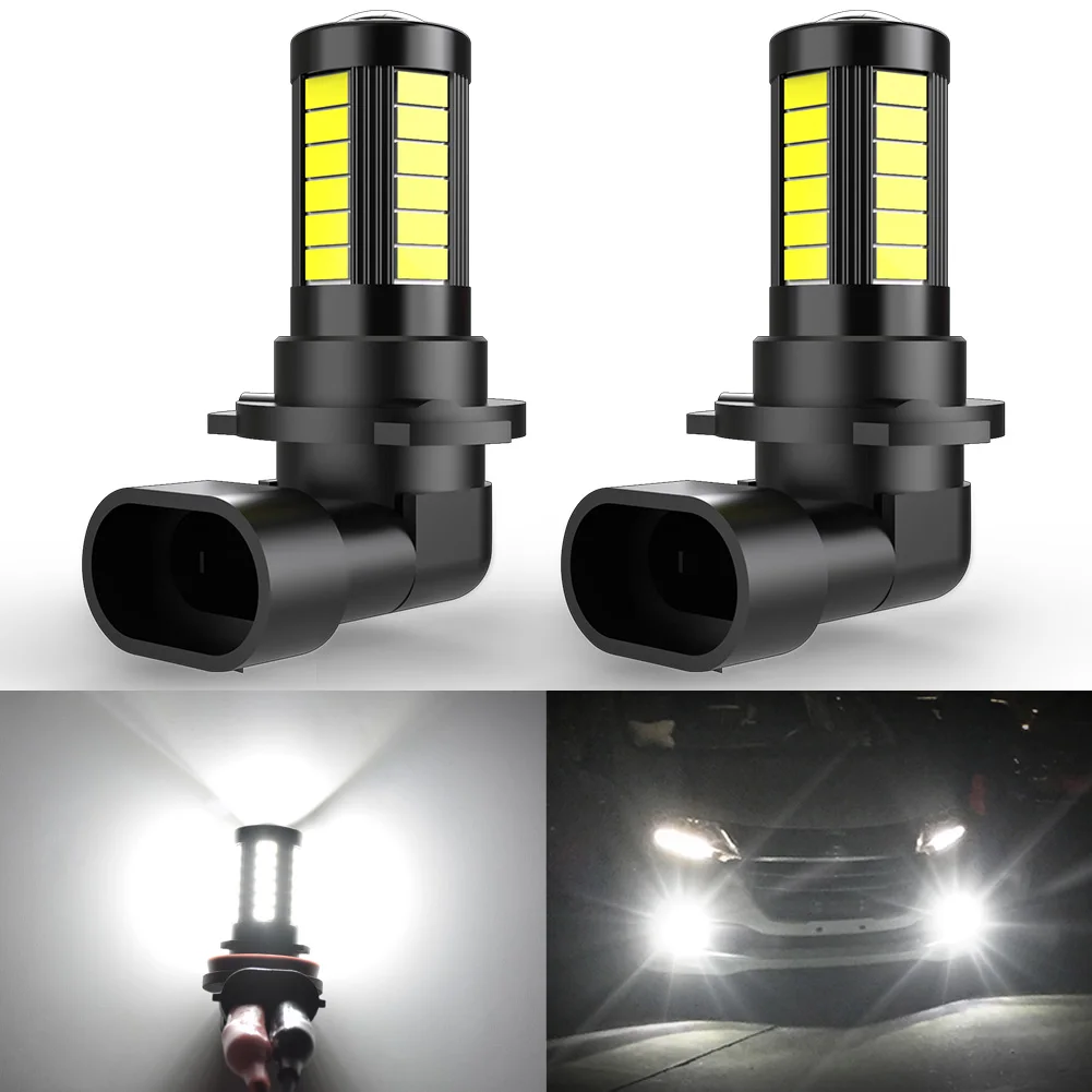 Лампы для противотуманных фар, 2 шт., H10, H11, H9, 5630, 33SMD, 9005 лм, 9006, HB3, 6000, HB4