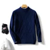 New Men's O-neck Diagonal Stripe Pullover 100% Pure Cashmere Wool Soft Sweater Autumn Winter Casual Thick Basis Large Size Top 4