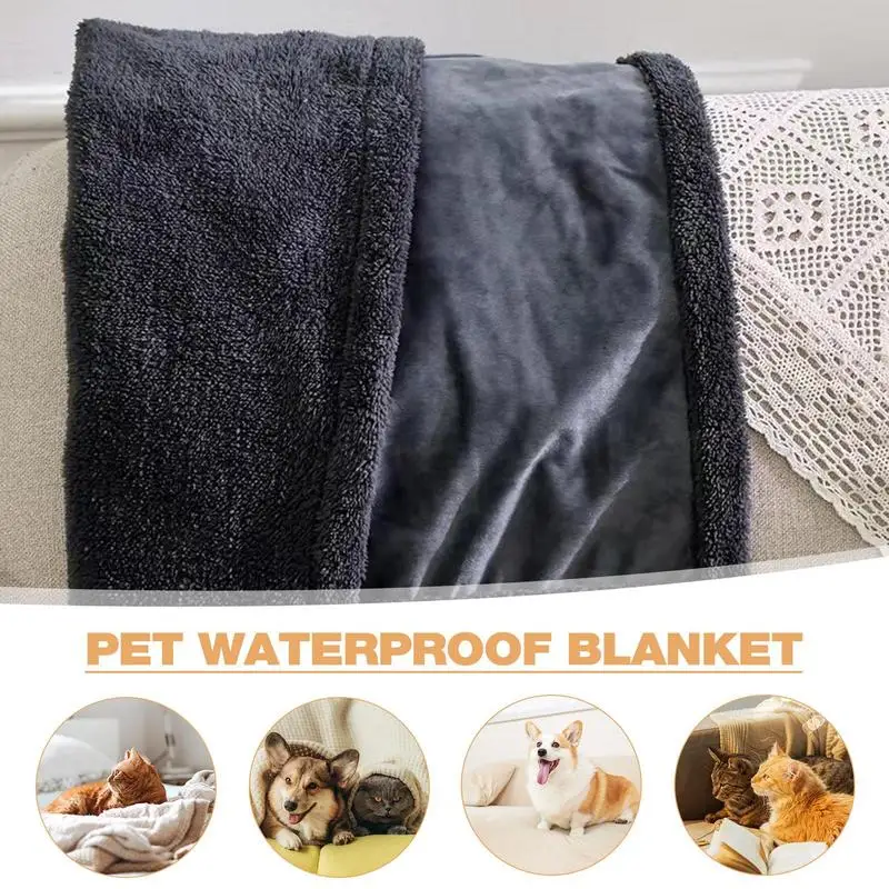 

Waterproof Pet Blanket Liquid Pee Proof Dog Mats For Sofa Bed Couch, Reversible Sherpa Fleece Furniture Protector Cover Supplies