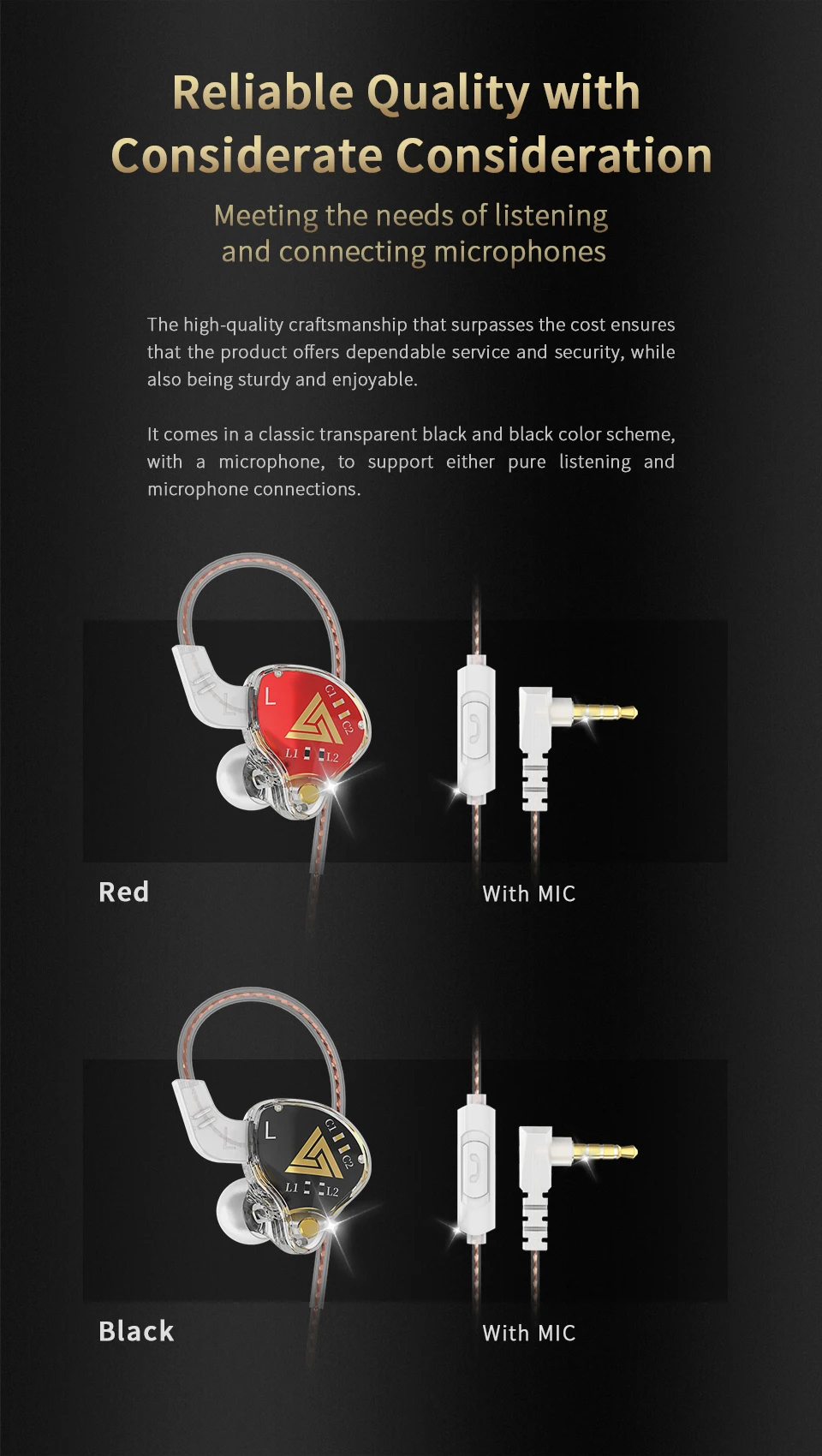 Original AKX Wired Earphone IEM Monitor Level Headset With MIC HIFI Stereo 3.5m