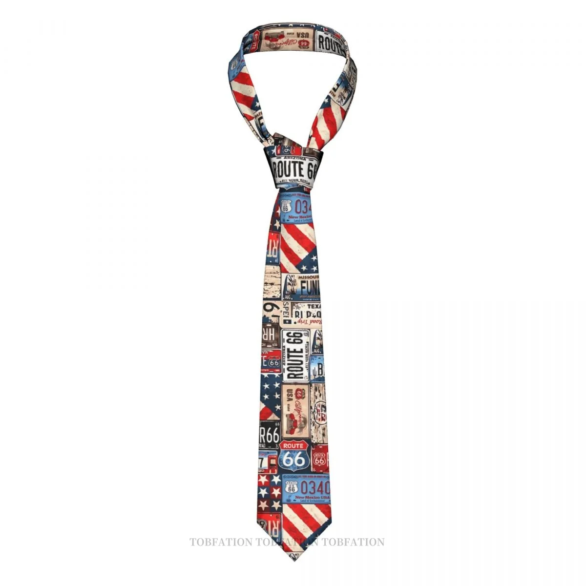 Patterns U S Route 66 Classic Men's Printed Polyester 8cm Width Necktie Cosplay Party Accessory