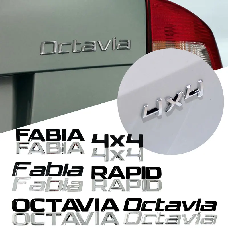 Car Styling 3D Metal Letter Sticker Body Emblem Car Rear Tailgate Badge Decor For Octavia Fabia RAPID 4X4 YETI Accessories 3d stickers