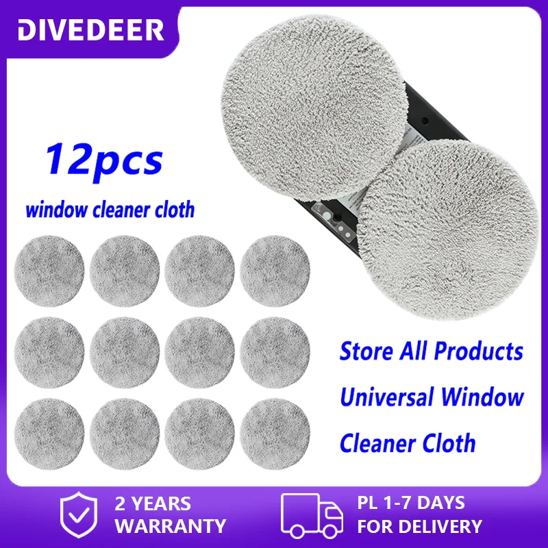 DIVEDEER 12 Pieces Electric Window Cleaner Round Cleaning Cloths for our Window Cleaner Cleaning Cloths