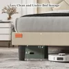 Queen Bed Frame with Charging Station, Upholstered Platform Bed with Wingback Storage Headboard, Beige EASY TO ASSEMBLE 4