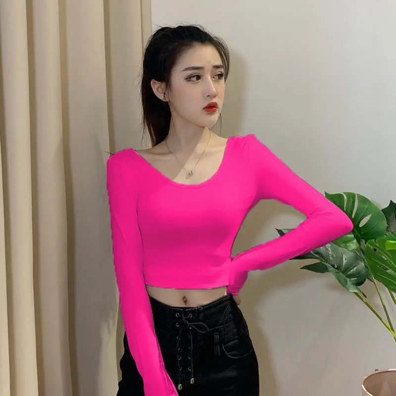 

T Shirt Women Spring Autumn Long Sleeve Top Basic Cotton T-Shirts Korean Style Clothes Slim Tee Shirt Femme Camiseta Mujer Q32