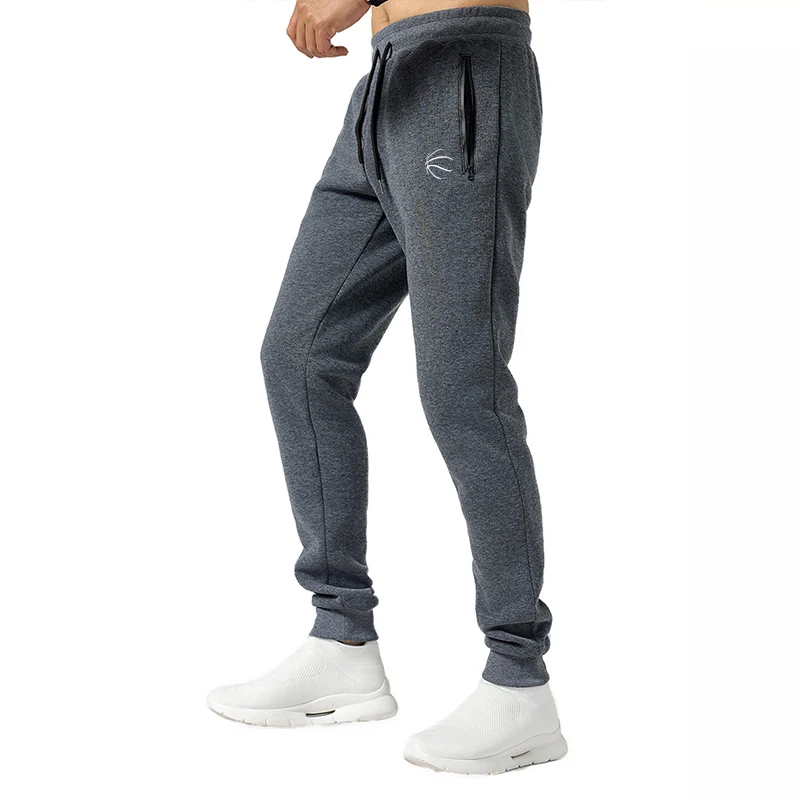 Men Elastic Running Training Pants Side Zipper Pockets Sport Trouser Jogging Sweatpants Basketball Gym Fitness Pants Man Sports 2