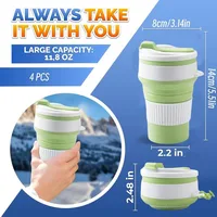 350ml Silica Gel Collapsible Cup Reusable Leakproof Travel Coffee Mug Foldable Portable for Hiking Camping Office Heat Resistant 2