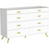 Dresser with LED Lights for Bedroom,8 Drawer Dressers with Tempered Glass Top,Chests of Drawers with 2 Grid Drawer,Living Room 5