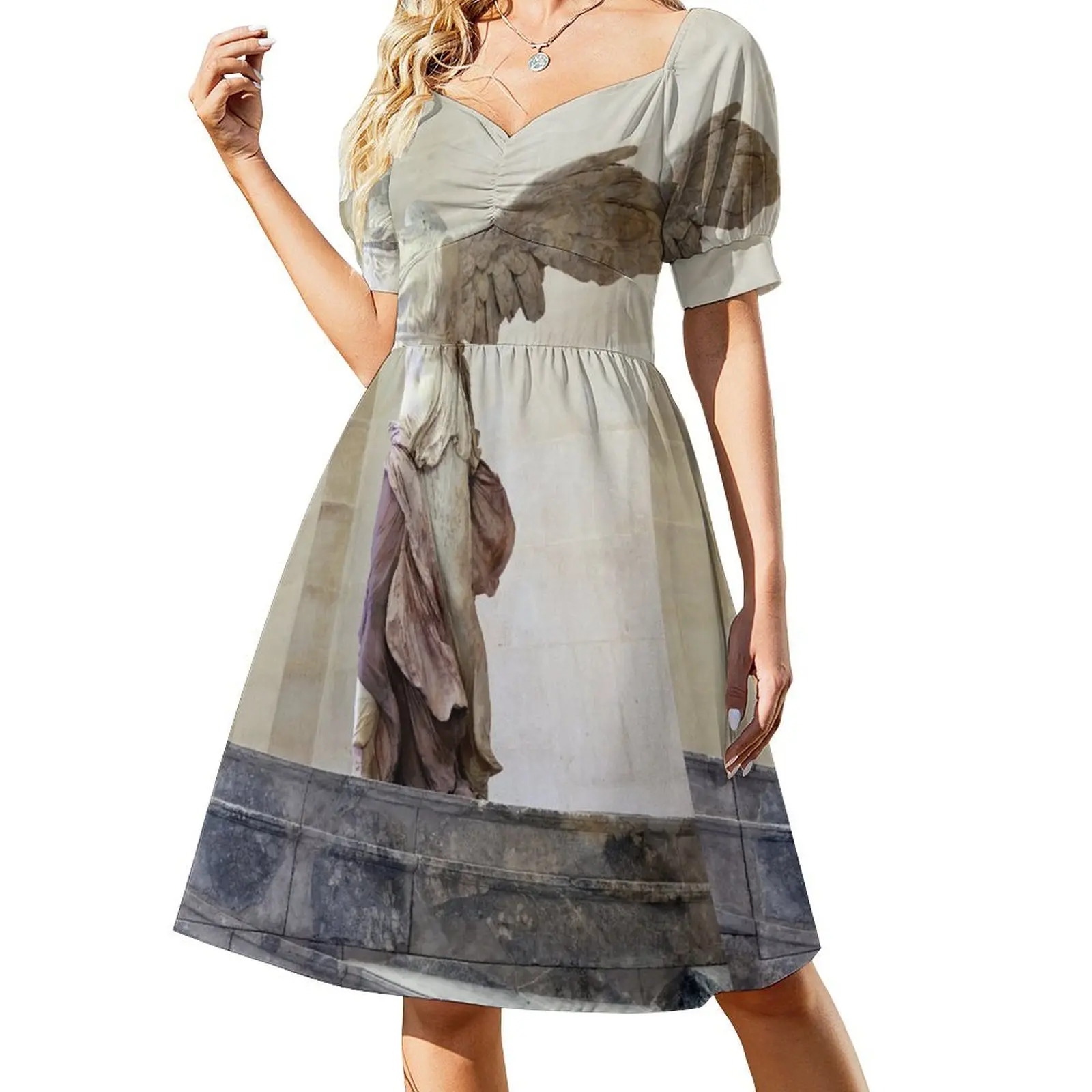 thumbnail image 1 of Vestido de verano de manga corta Victoria de Samotracia, 2 tonos, coreano, para mujer, 1 of 7