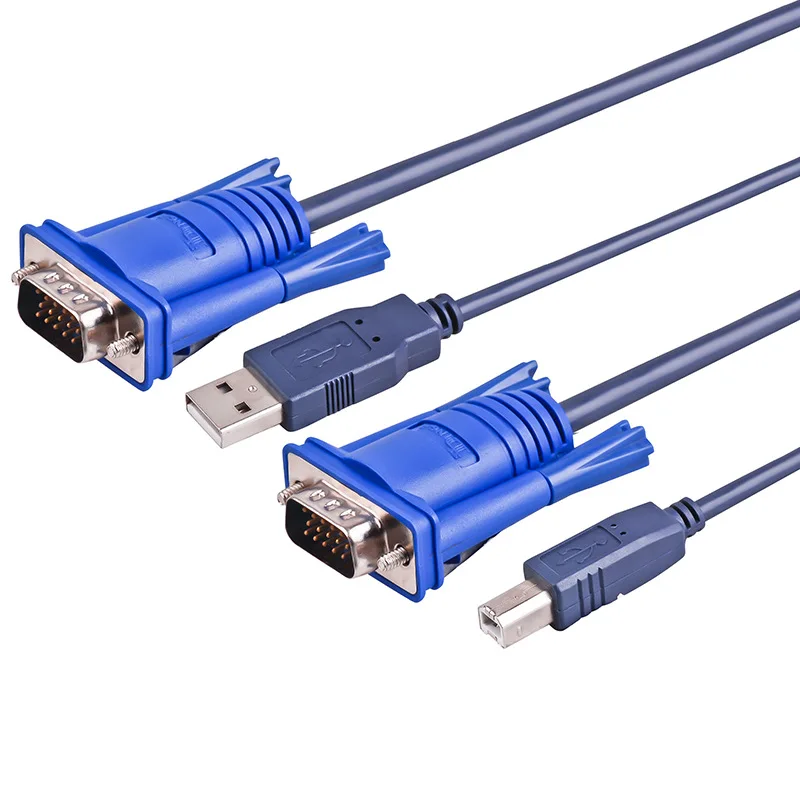 

1.5M 5/10FT Feet 2 in 1 USB 2.0 Type A To B 4Pin KVM Standard VGA SVGA 15 Pin Switch Cable For PC Computer Printer Monitor Adapt