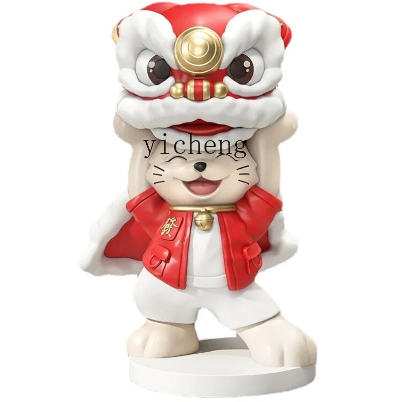 

ZK National Tide Lion Fortune Cat Floor Ornaments Living Room Home Hallway Sculpture