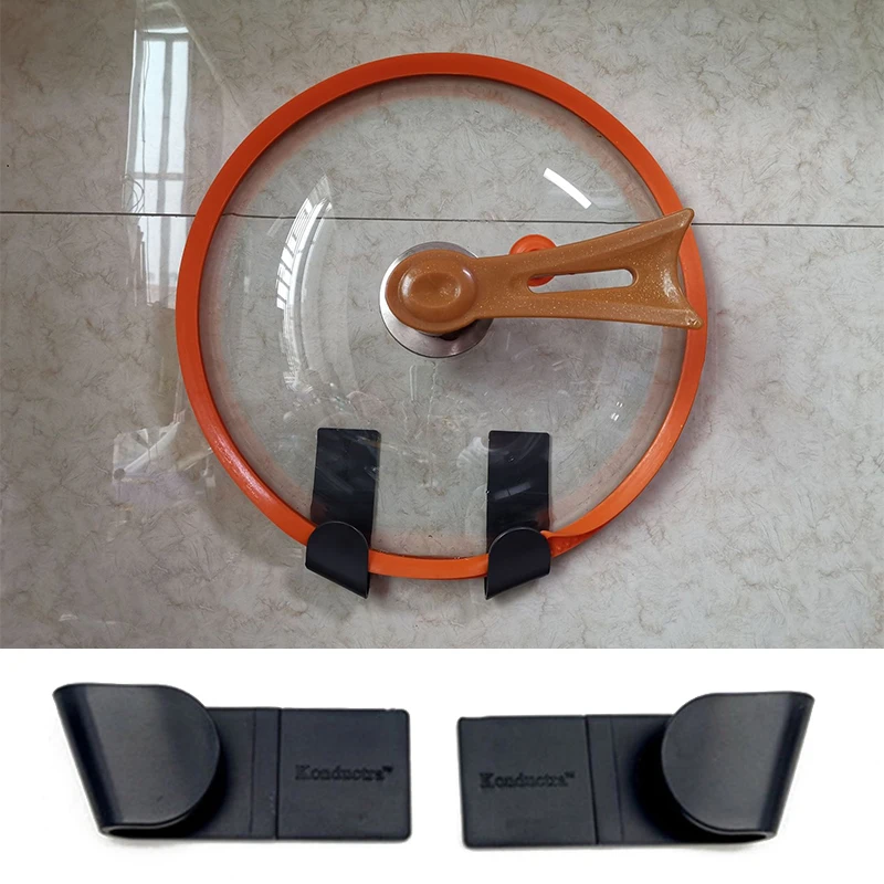 

2PCS Pot Lid Holder Stand Wall-Mounted Hanging Holder For Pan Pot Cover Rack Self-Adhesive Kitchen Storage Rack Organizer