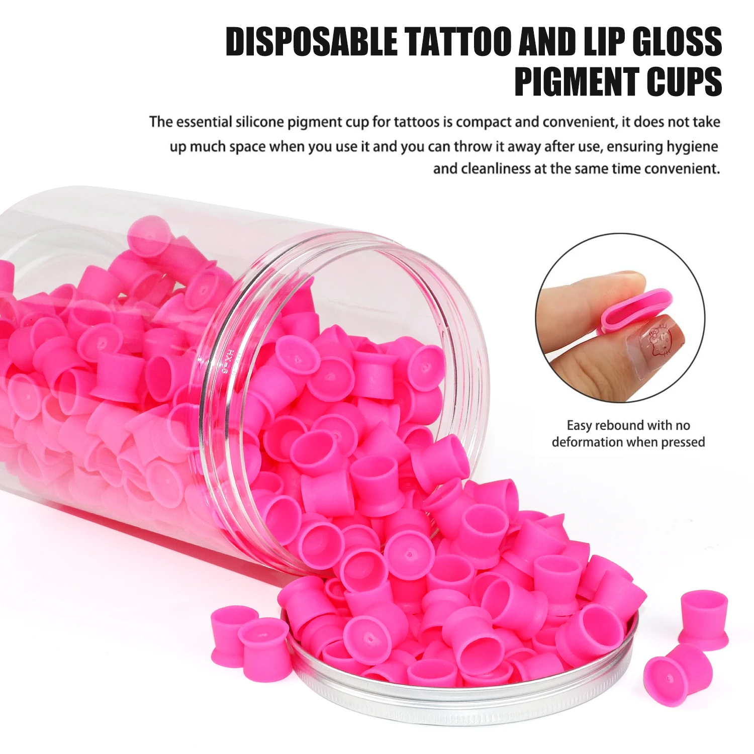 300 Pezzi Coppette in Silicone per Inchiostro da Tatuaggio con Base, Coppette Rotonde Monouso per Pigmenti, Forniture per Trucco Permanente e Tatuaggi - immagine 5