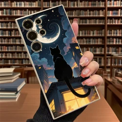 Elegant Black Cat and Moon TPU Slim Fit Shockproof Phone Case - Galaxy S20 FE (White DQMYZMAPD)