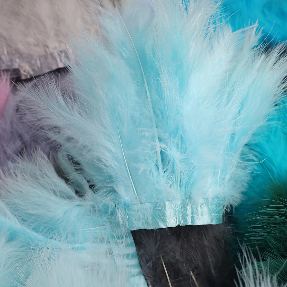 Marabou Feathers Trim 2M Fluffy Turkey Feather Ribbon 10-15cm for Party Clothes Dress Decoration Accessories Sewing Plumes