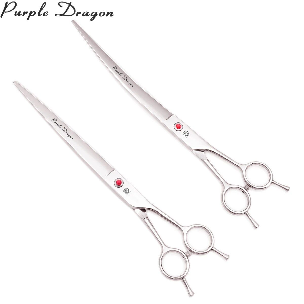 Purple Dragon 9" Dog Grooming Scissors Japan Stainless Straight Scissors Curved Shears Professional Pet Add Bag Z4005