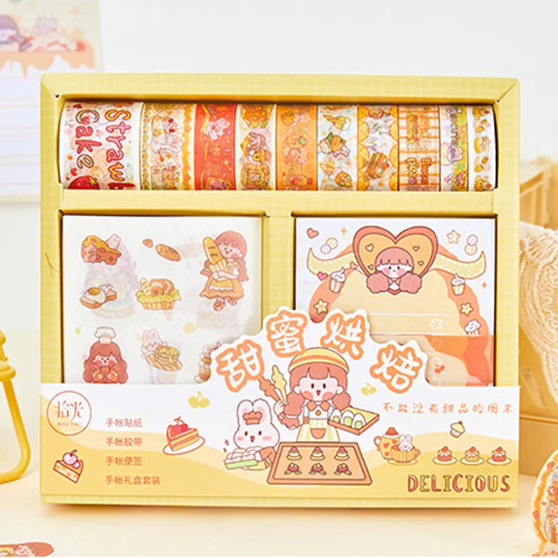 50PCS/SET kawaii Stationery Kit washi Tape + Memo Pads +