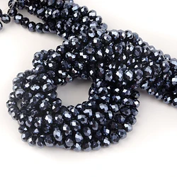 Round Faceted Colorful Glass Beads for Jewelry Making and DIY Projects (Black)