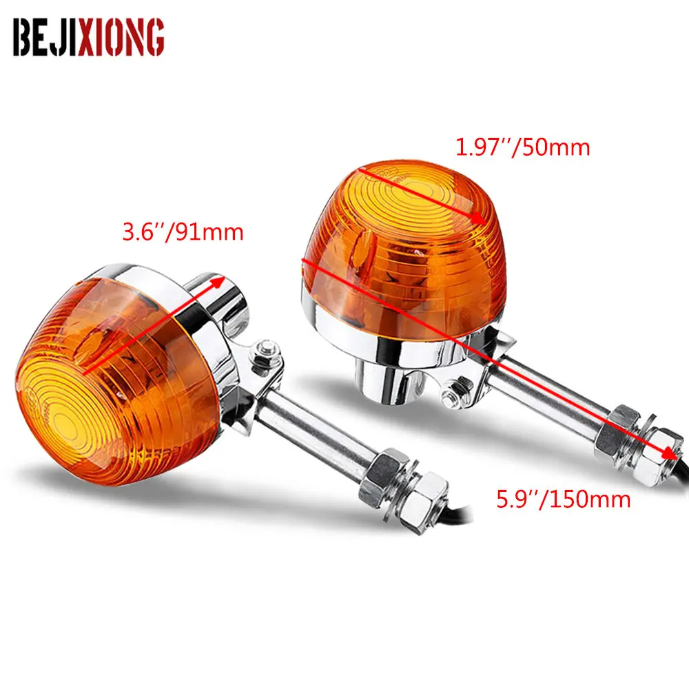 2pcs Motorcycle Turn Signal Light Blinkers Amber Lamp For Honda XL100 C70 CT70 CT90 CB350 CM400