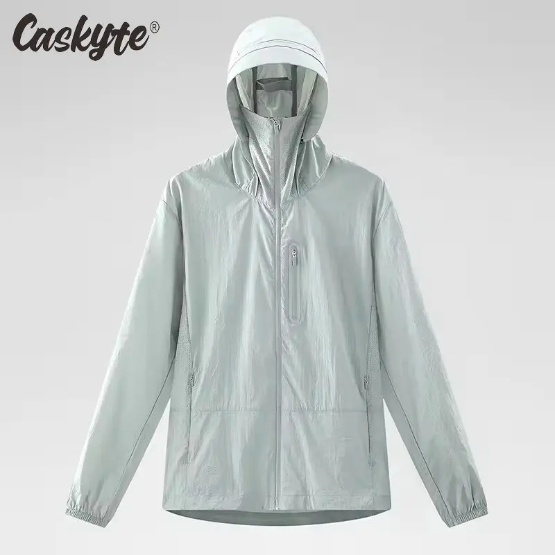 CASKYTE 여성용 남성용 방수 안티 UV 윈드 브레이커 캠핑 등산 사이클링 하이킹 자켓 유니섹스 퀵 드라이 썬 프로텍션 코트
