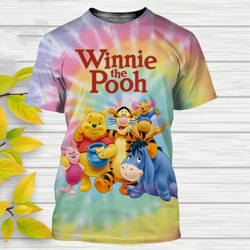 Disney Uomo Donna Casual Moda T-Shirt Oversize T-Shirt Winnie The Pooh Cartoon Anime Tigger Stampa 3D Bambini Tees Top Abbigliamento