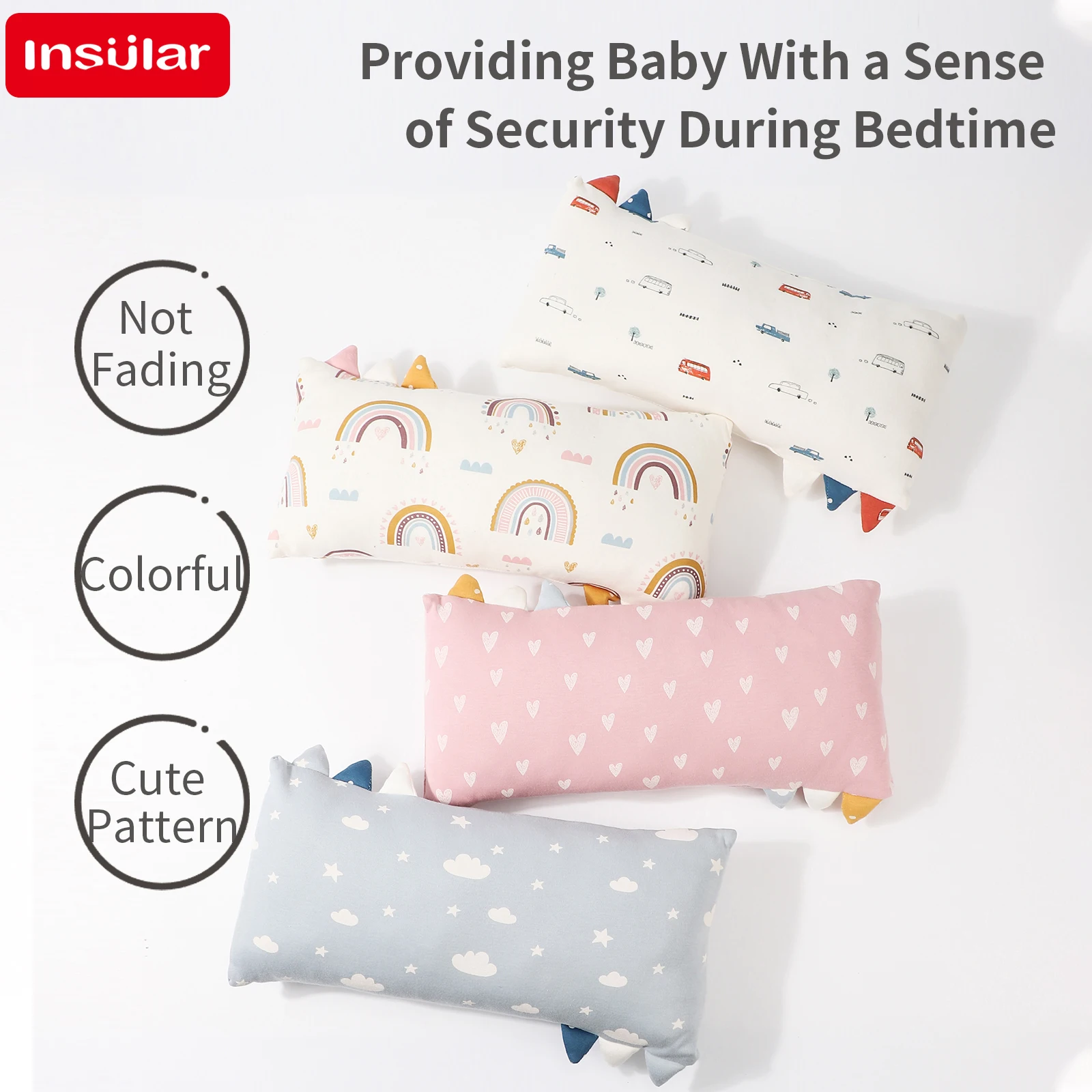 INSULAR Baby Pillows Infant Pillow Soothing Blanket Cotton Colorful Flag Comfortable Removable Bite Tag Comfort Exhaust baby pillow baby safety pillow