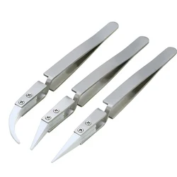 Ceramic Tipped Heat - Resistant Stainless Steel Precision Tweezers - 3Pcs Set