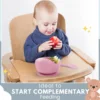 3-piece Baby Food-grade Feeding Set with Spoon Fork Silicone Suction Cup Bowl BPA-free Children's Feeding Training Tableware 3