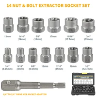 14 шт., набор головок для извлечения гаек и болтов, инструмент для ремонта автомобиля, набор ударных головок 6,35-19 мм, стальные ручные инструменты Cr-Mo — изображение 2