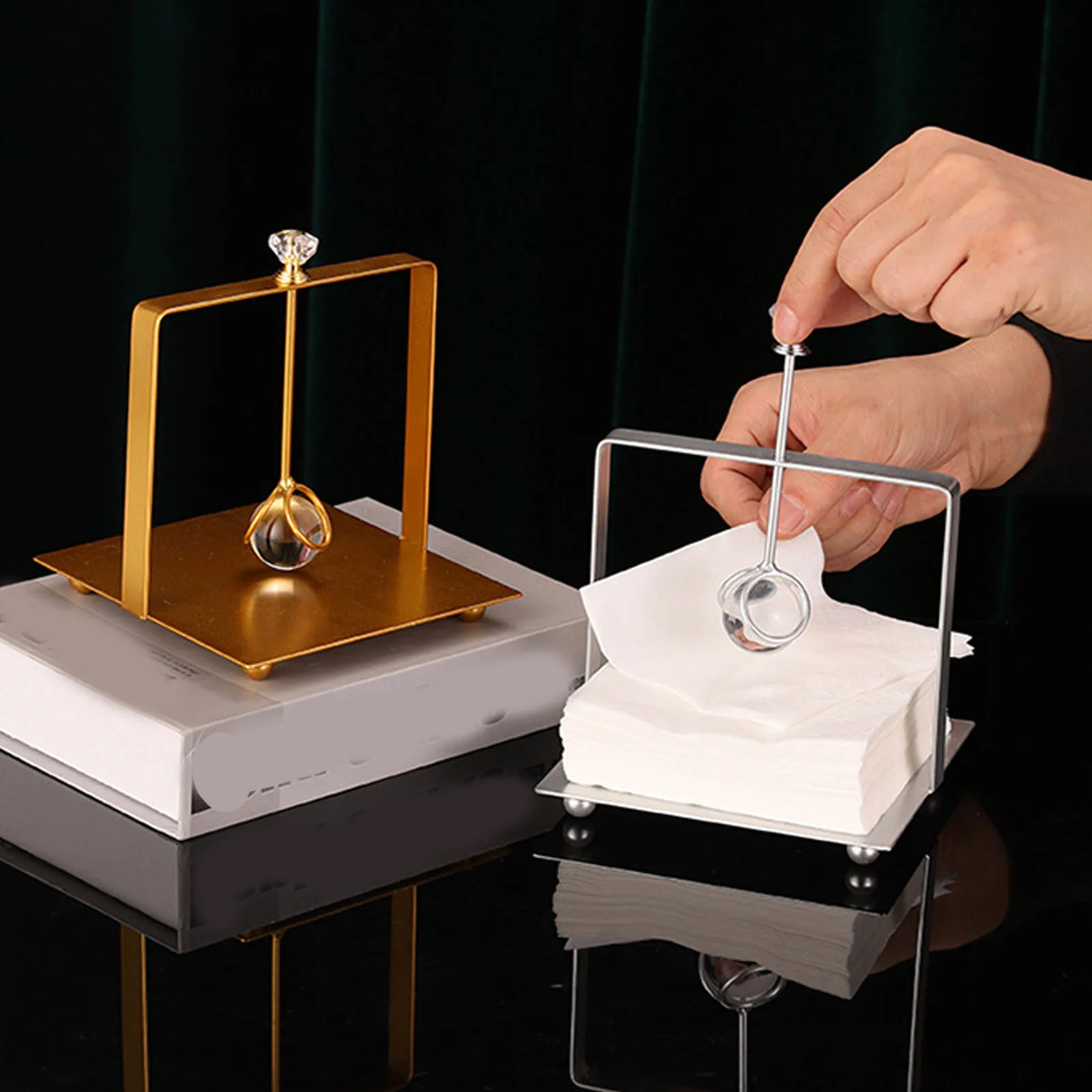 Flat Napkin Holder Metal Napkin Holder  Handle Modern Elegant  Paper Napkin Dispenser for Restaurant Hotel Home Office 3
