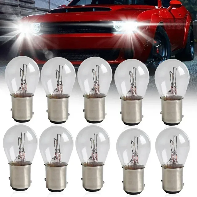 10pcs 1157 Light Bulb Auto Car Brake Stop Signal Turn Reverse Tail Lamp S25 12V Truck Motorcycle Battery Car Brake Lights Bulb 6