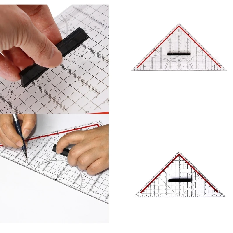 Triangle Rulers Square Set Plastic Protractor Transparent Scale Rulers with Handle School Supplies Geometrys Measuring Tool - 4