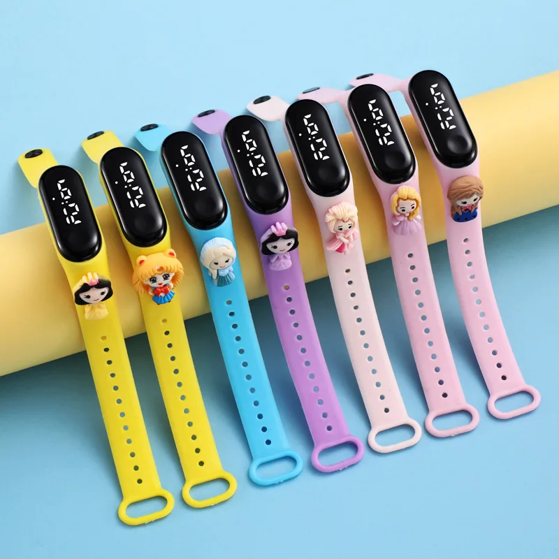 Disney Xiaomi Waterproof LED Electronic children's Watch Anime Characters Frozen Elsa Princess Bracelet kids Watch girl's gifts