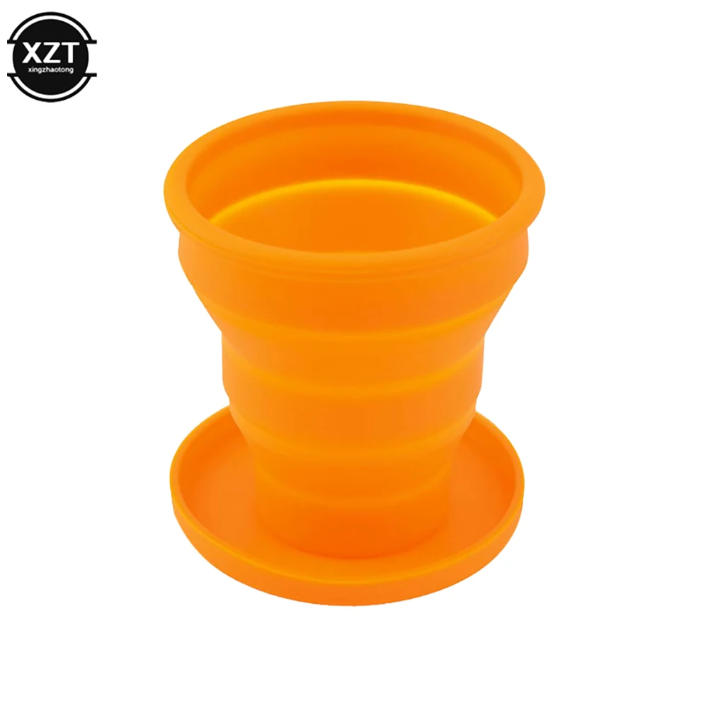 200ml Portable Silicone Retractable Folding Cup With Lid Telescopic Collapsible Drinking Cup Outdoor Travel Water