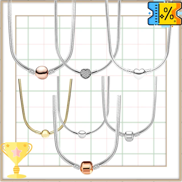 Collier en os de serpent avec perles rondes, chaîne en argent pur S925, accessoires de bricolage, collier à breloques, bijoux pour femmes, cadeaux pour la Saint-Valentin 1