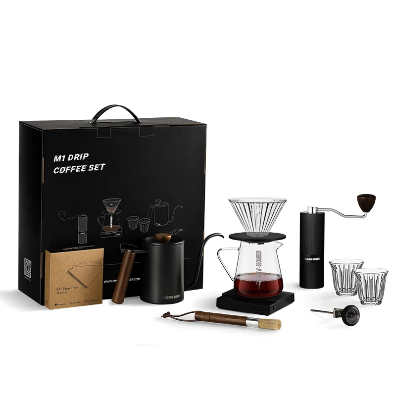 Coffee Set MHW-3BOMBER Deluxe Hand Brewed Coffee Set of 1 Pieces Kitchen Espresso Scale Coffee Grinder and Filter Cups Pour Over Kettle
