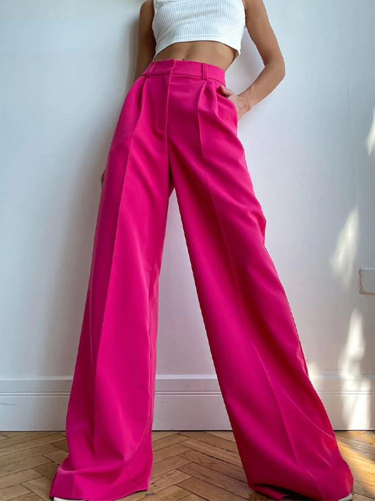 

Spring Summer New In Pants Women Casual High Waist Wide Leg Suit Trousers for Women Solid Color Korean Fashion Trousers Cargo