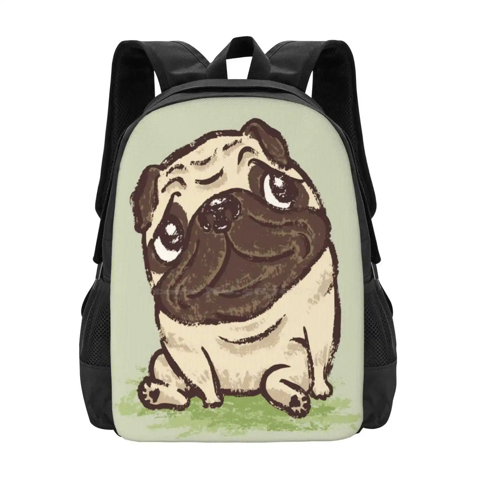 

Pug That Relaxes 3D Print Design Backpack Student Bag Pug Puppy Canine Character Cute Animals Pets Dogs Toru Sanogawa Pastels