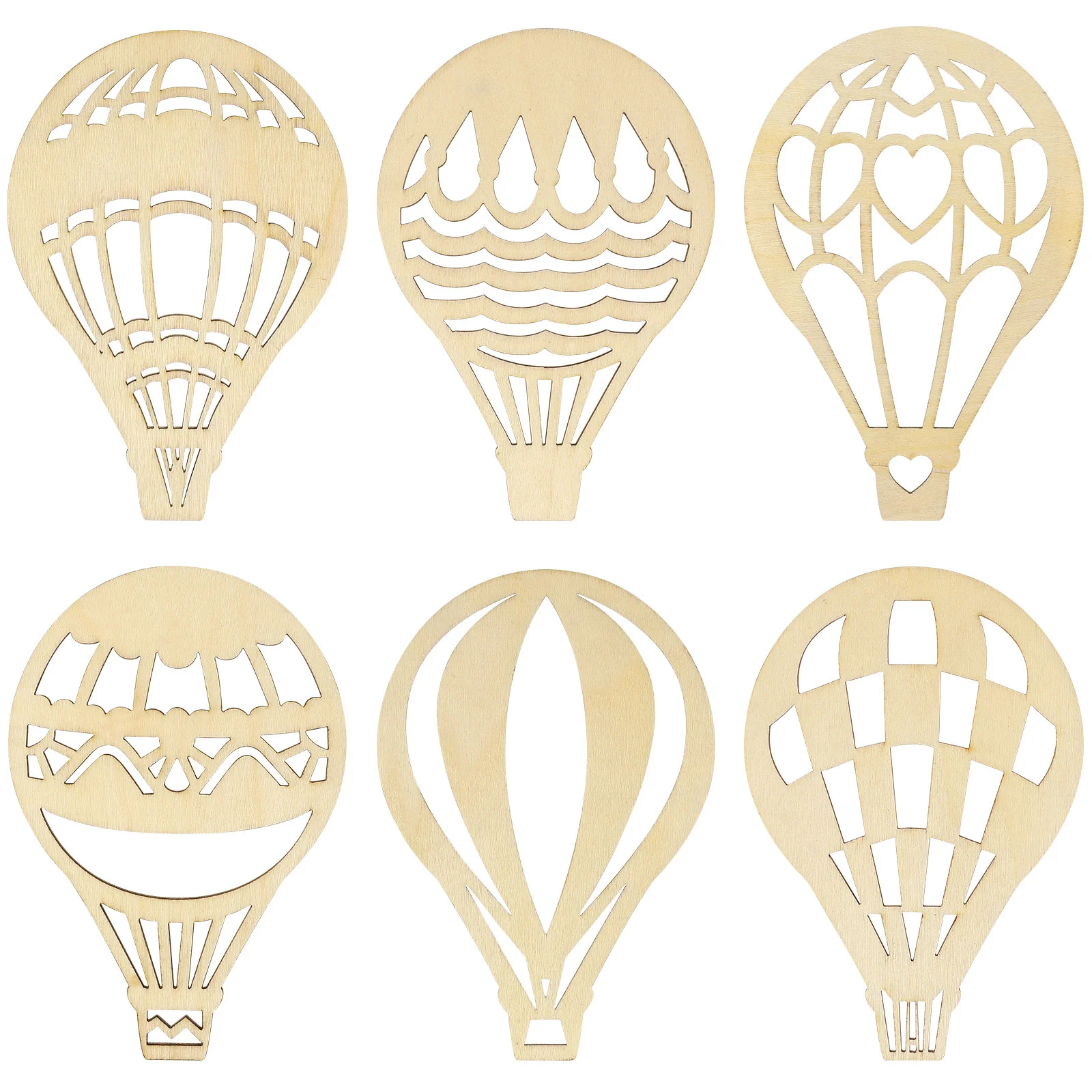 

30 Pcs Wooden Pendant Shapes for Crafts Balloons Blanks Cutouts Graffiti Ornament Hot Air