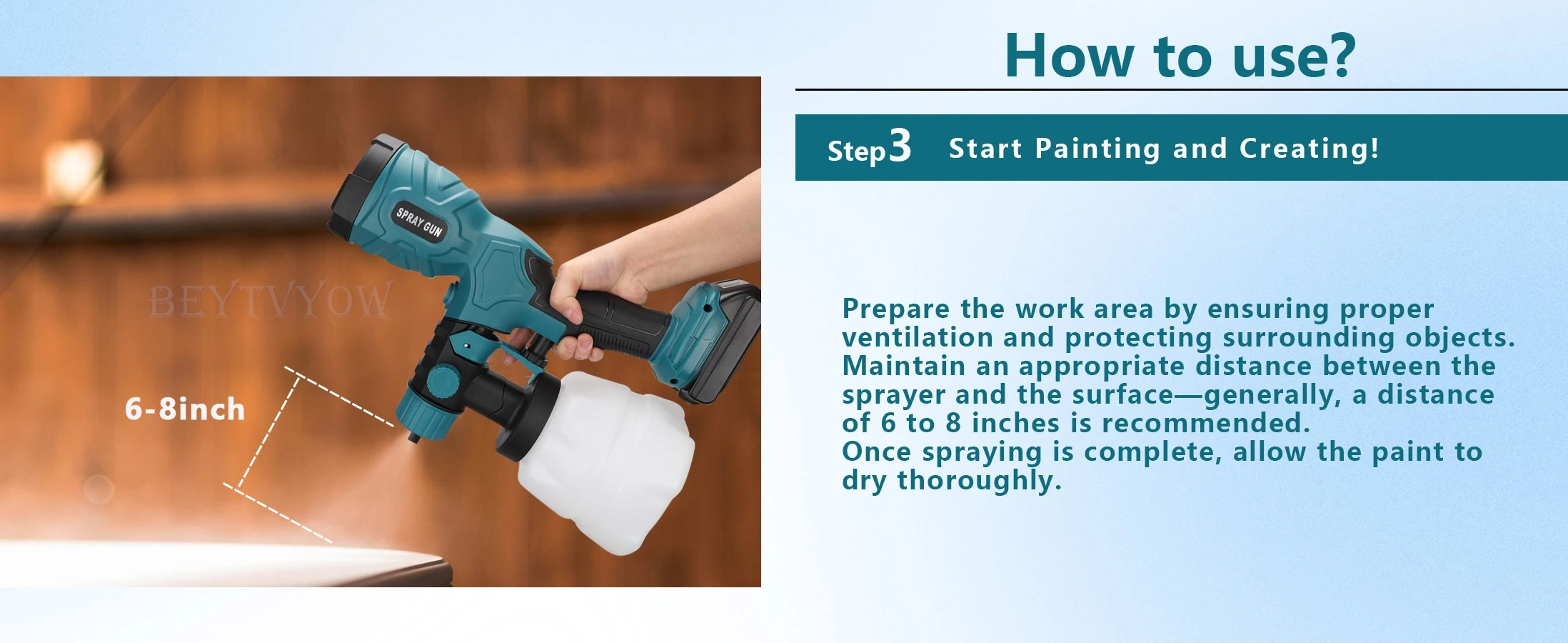 Beytvyow 1000ML Cordless paint Spray Gun for Makita 18V LXT Battery Brushless Mo