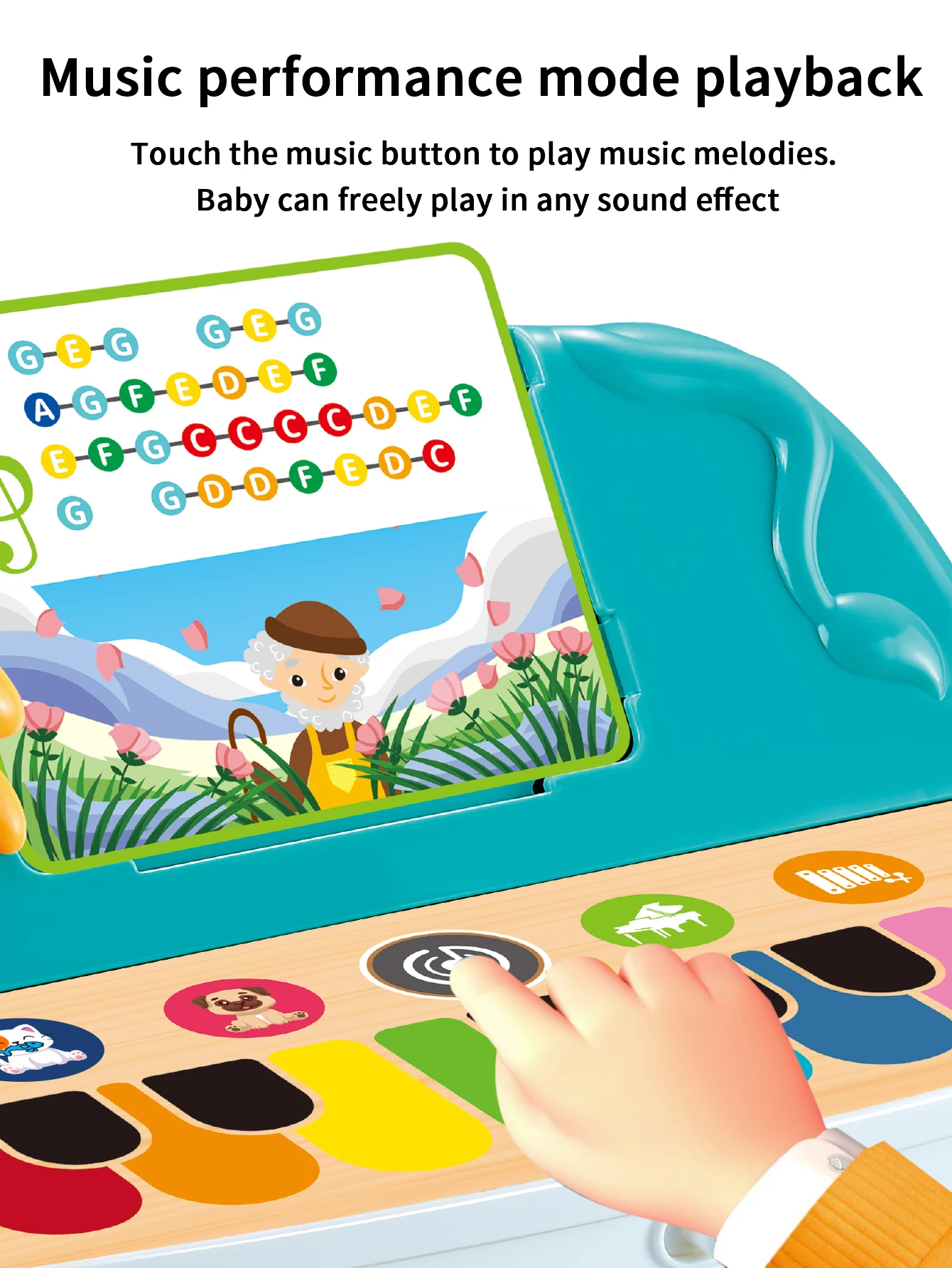 Lion touch playing piano toy, safe wireless intelligent touch electronic small piano can play music 5