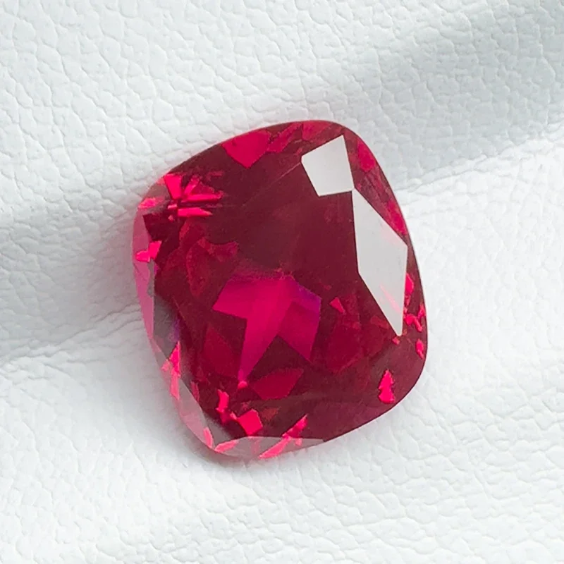 Lab Grown Ruby Square Cushion Cut 10x10mm 5.9ct Gemstone For Jewelry Making With AGL Certificate