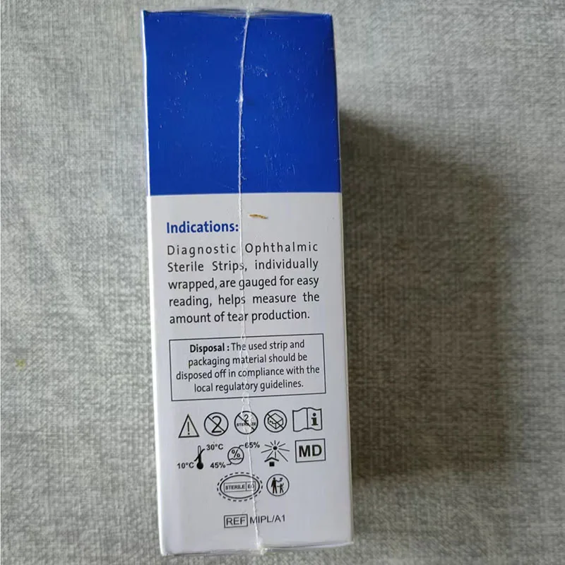 India Tear Detection Filter Paper Strip Fluorescein Sodium Ophthalmic Detection Test Strip 100 Pcs/box ophthalmic surgical instruments