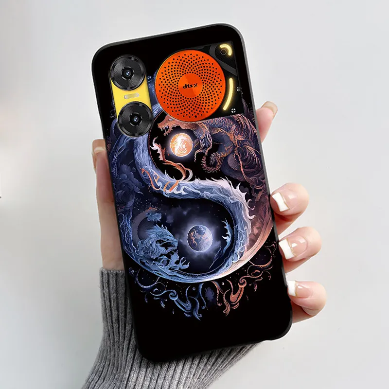 Cute Rabbit Black Silicone Phone Case, Soft TPU Cover