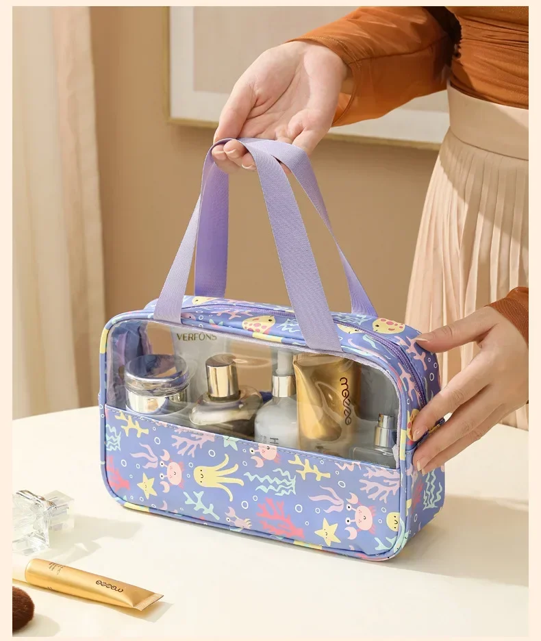Damen-Kosmetiktasche 3-teiliges Set, Durchsichtige Make-up-Tasche, Große Bade- und Waschtaschen, Reise-Organizer für Kosmetik – Detail 14