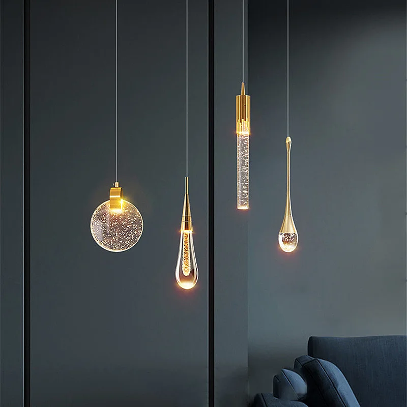Modern LED Drop Chandeliers Bubble Crystal Pendant Lights Indoor Hanging Lamp for Dining Room Bedroom Shop Cafe Home Decoration