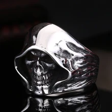 

Gothic Titanium Steel Death Skull Rings Men Punk Hip Hop Skull Stainless Steel Biker Ring Fashion Jewelry Gift Wholesale