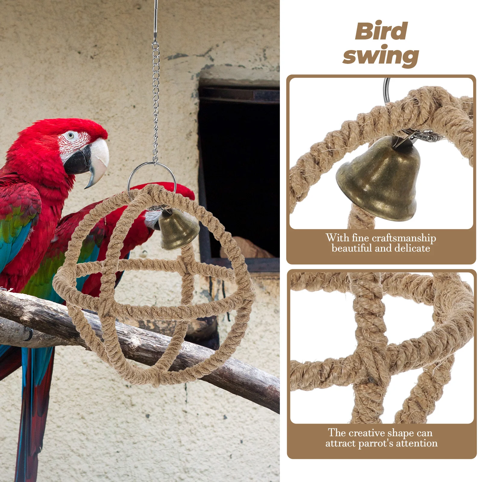 Parrot Toy Bird Toy Bird Cage Accessories Bird Perch Stand Bird Swing Toy Toys Parrot Swing Birdcage Decorative Hanging Funny Stand Rack Perch for Parakeet